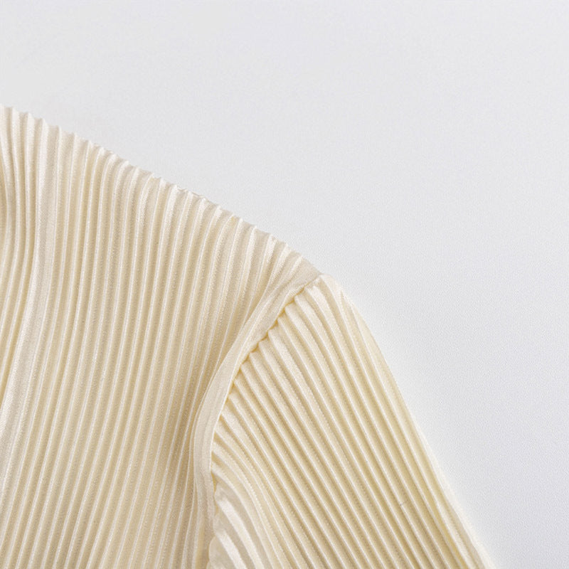 Elegante Plissee-Bluse mit Bindung | Cremeweiß