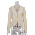 Elegante Plissee-Bluse mit Bindung | Cremeweiß