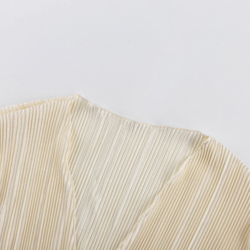 Elegante Plissee-Bluse mit Bindung | Cremeweiß
